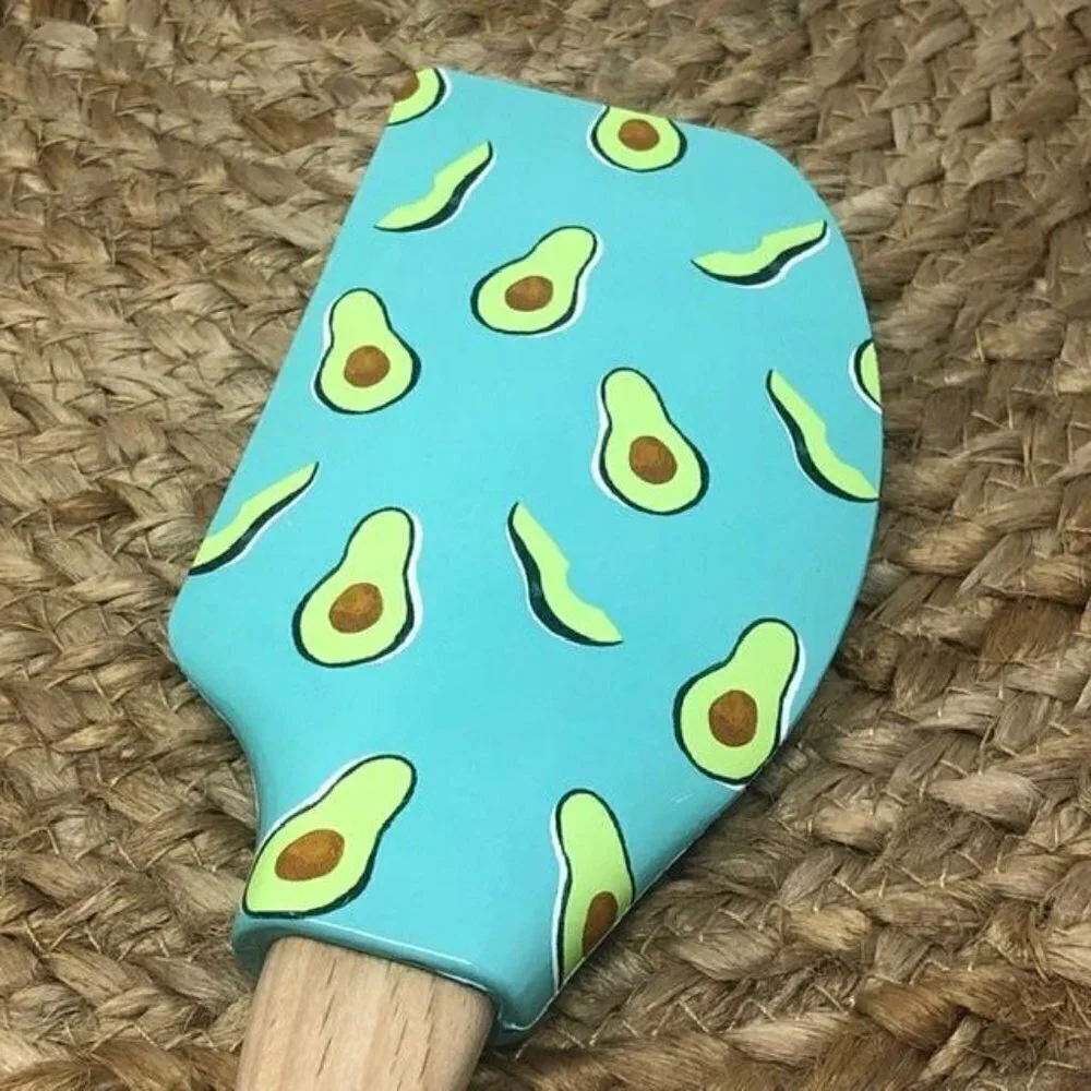 Martha Stewart Avocado Silicone Spatulas Set of 2 NWT Beechwood Handles Utensils